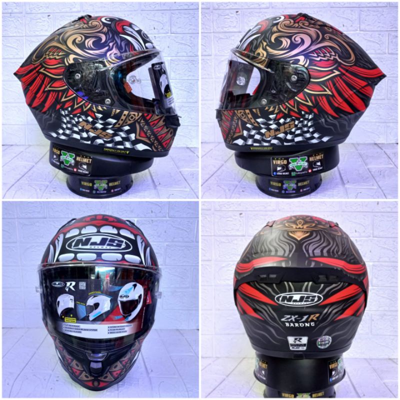 HELM FULL FACE NJS ZX 1R BARONG NJS ZX-1 R ORIGINAL FLAT VISOR
