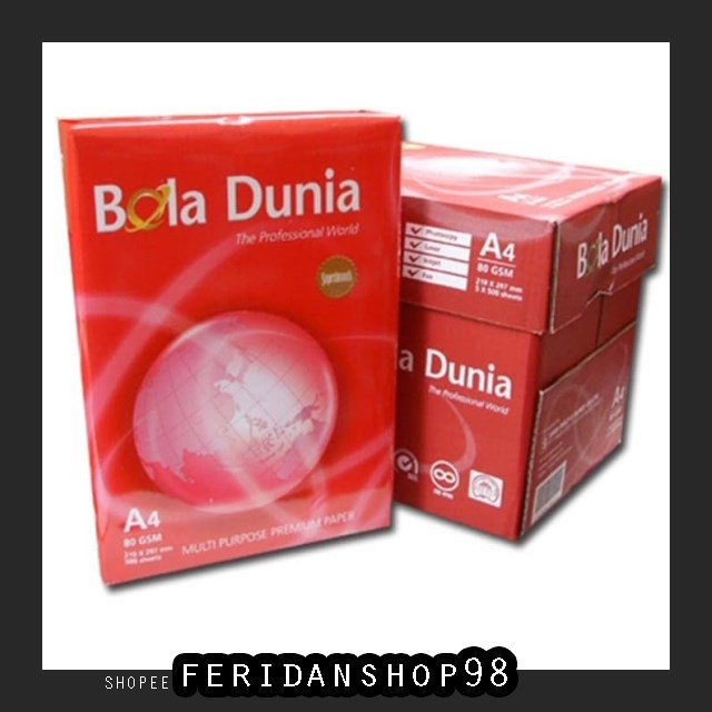 

BT341 BOLA DUNIA KERTAS BEST HVS A4 80 GSM 210 X 297 MM BY FERIDANSHOP98