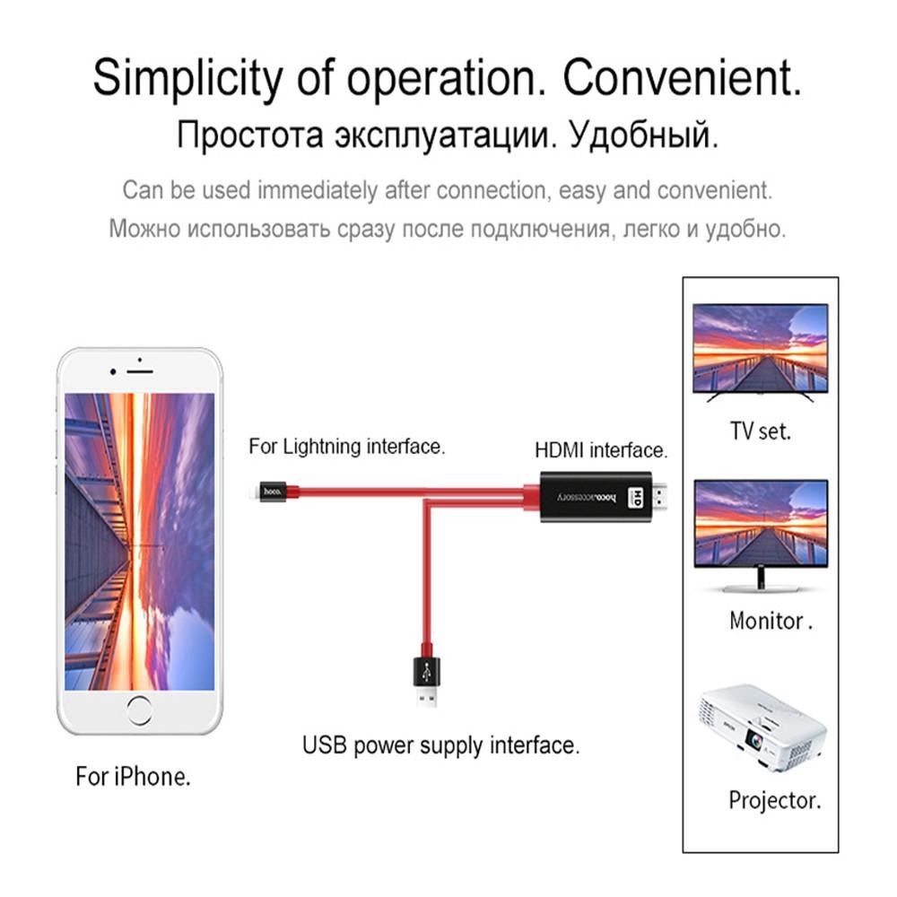 Kabel Adapter HDTV iPhone to HDMI Video Connector USB Lightning Ipad 2M Aksesoris Handphone Hp GALLERYONE gallery one