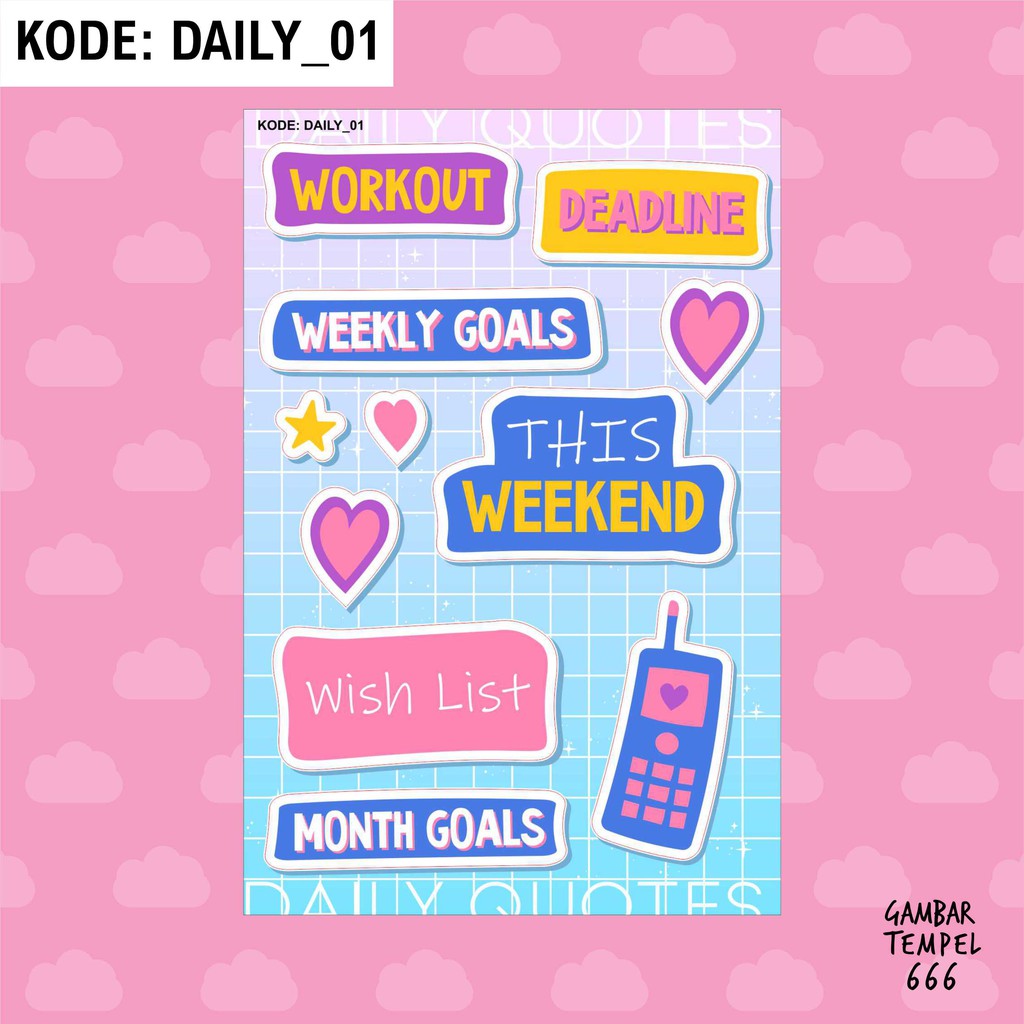 

STICKER SET A6 VINYL GLOSSY - DAILY QUOTES