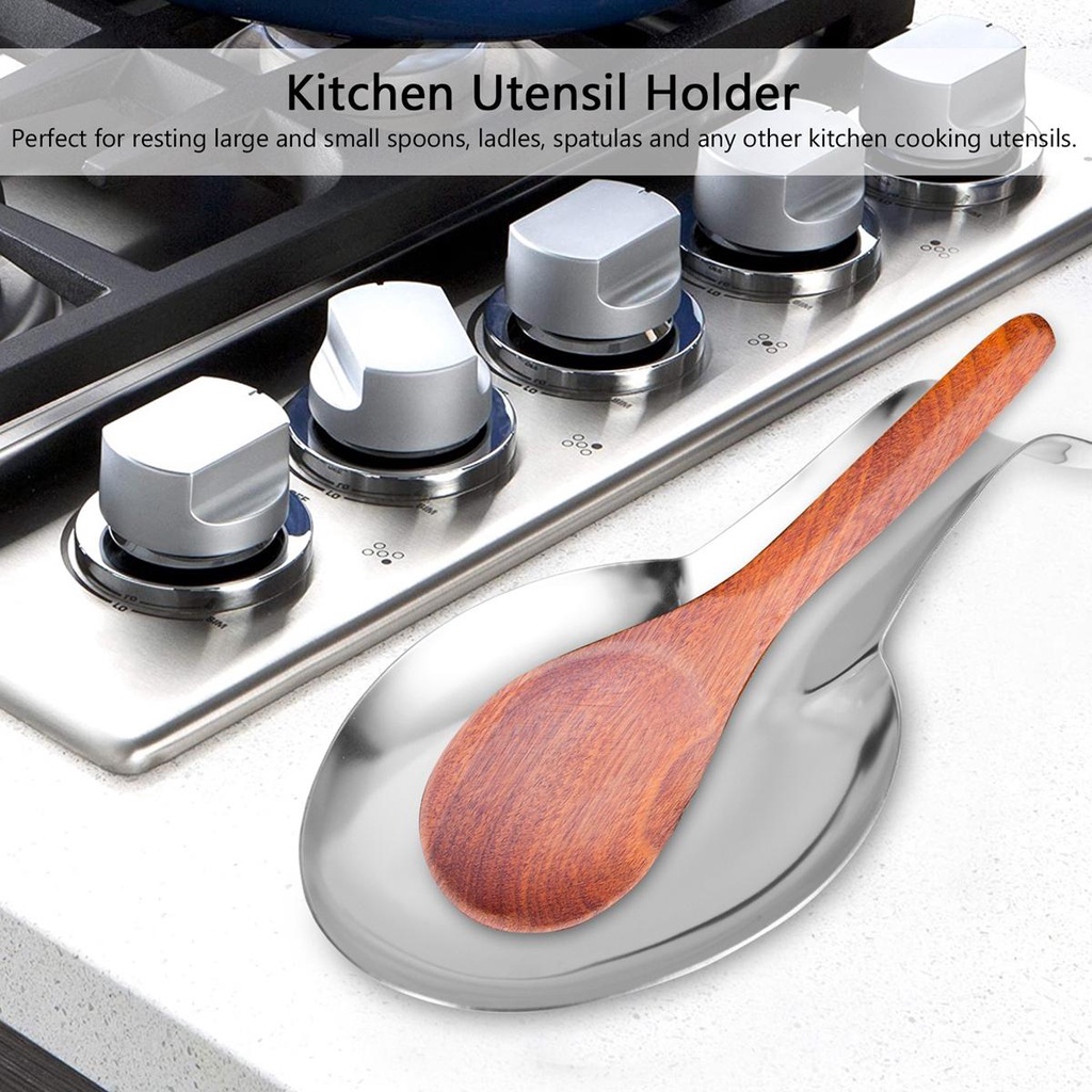 NICKOLAS1 Sendok Istirahat Peralatan Masak Rumah Stainless Steel Heavy Duty Spatula Stand