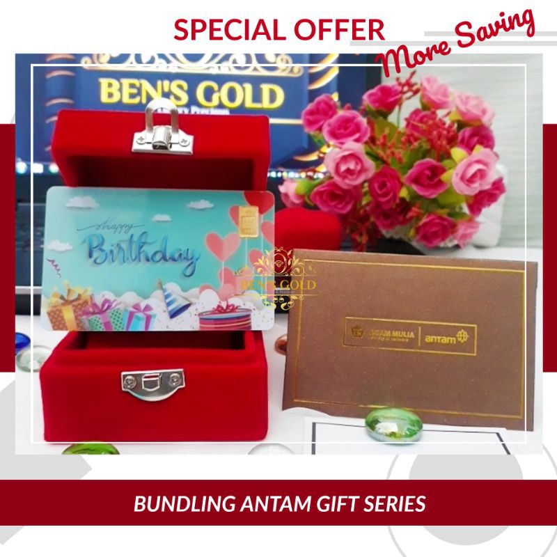[BUNDLING HEMAT]ANTAM GIFT SERIES HAPPY BIRTHDAY/BARAKALLAH + RED BOX (LEBIH HEMAT)