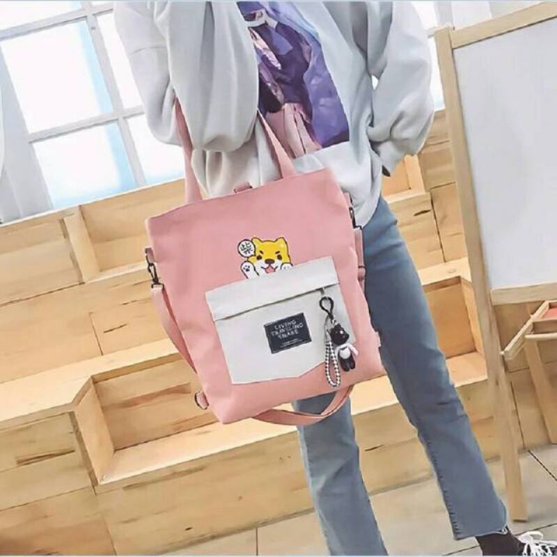 MSECom Tas Fashion Wanita Tote Bag Motif Lucu Berbahan Canvas Murah MEDAN