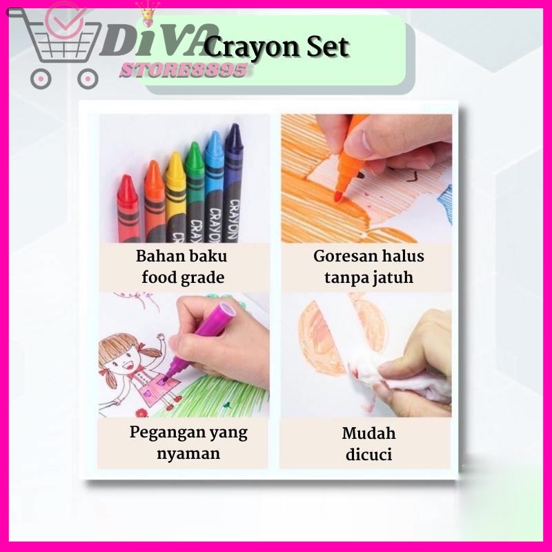 Pensil Warna Crayon Set 208 Pcs Alat Menggambar Mewarnai Anak PENCIL CRAYON ANAK LENGKAP