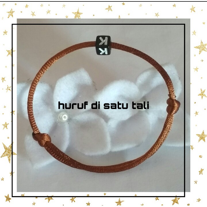 GELANG INISIAL (A-S) TALI COKLAT/GELANG COUPLE TALI COKLAT