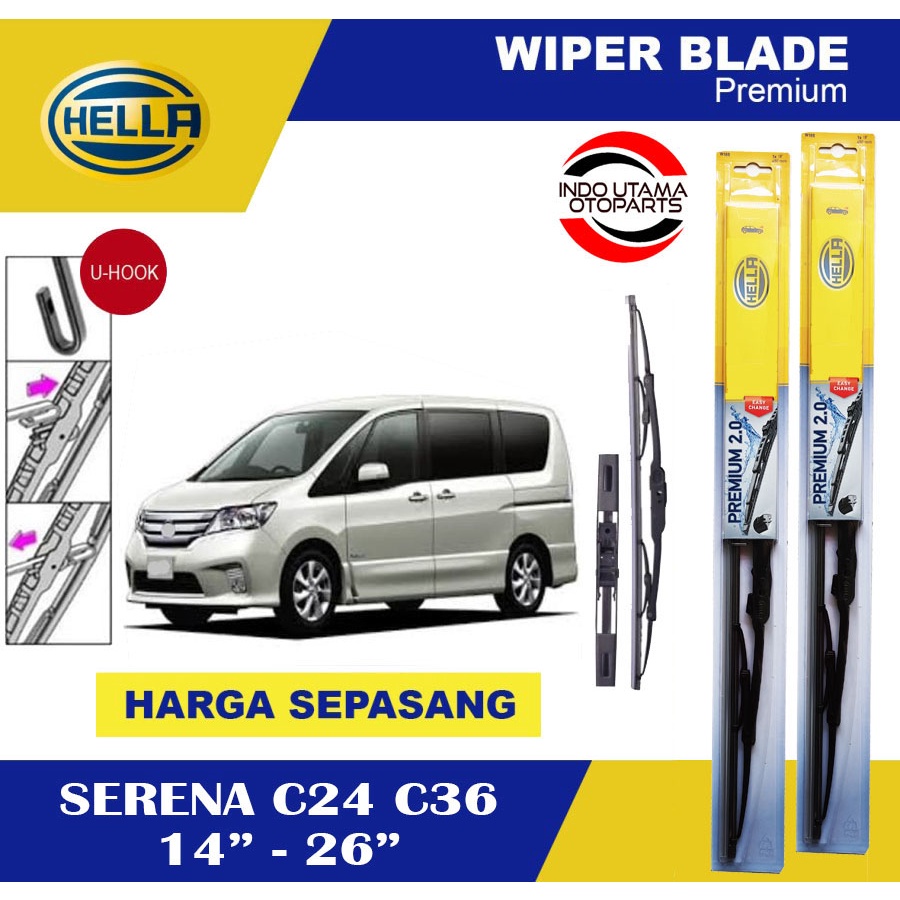 Wiper Blade Mobil Serena C24 C26 HELLA Premium 2.0 (14-26)