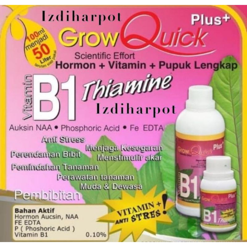 pupuk vitamin B1 plus grow quick 100 ml - merangsang akar anti stress