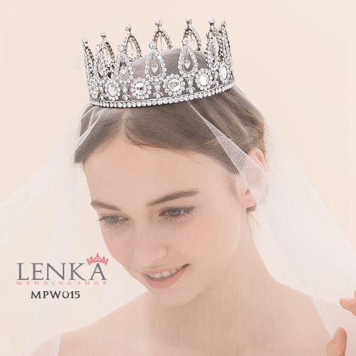 [BISA COD] MAHKOTA FULL ROUND BRIDAL CROWN AKSESORIS WEDDING MODERN MPW015