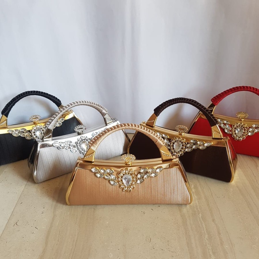 Tas Pesta 2492 Clutch Kondangan Permata Diamond Rhinestones