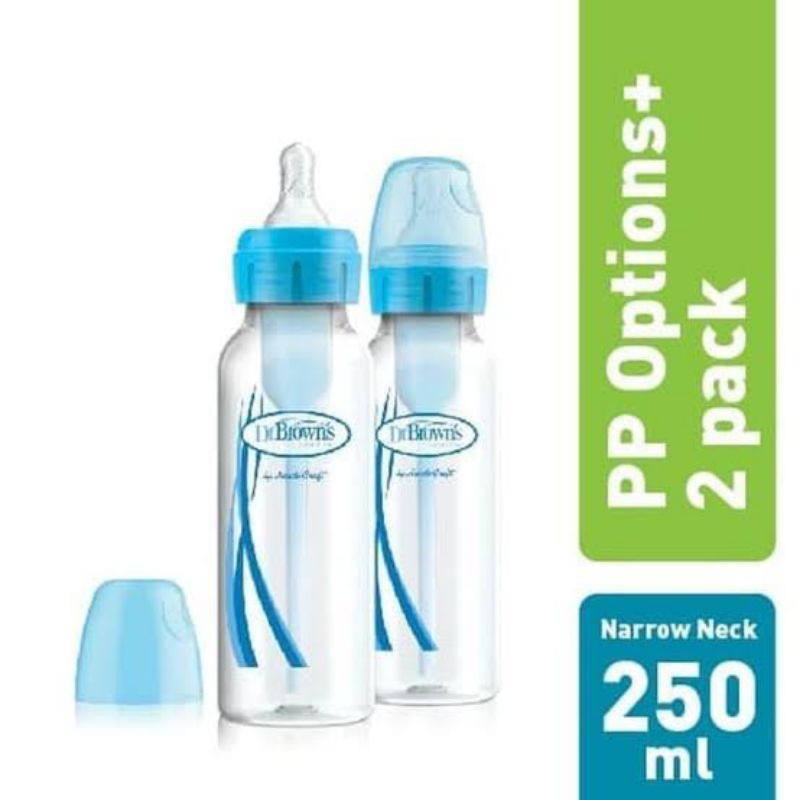 Dr. Browns Options Bottle biru 250 Ml Isi 2 - Botol Susu Dr Browns Anti Colic