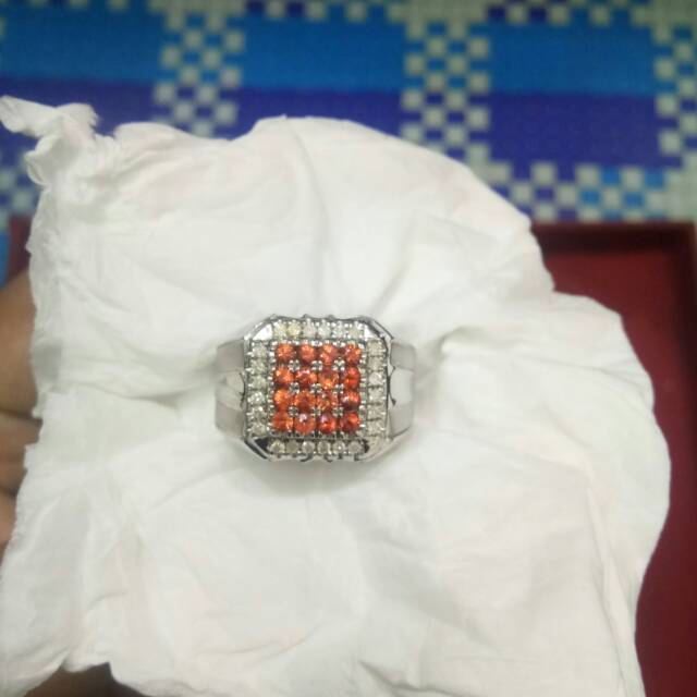 Cincin berlian pria yellow safir keliling berlian eropa ring perak ring size 18/19