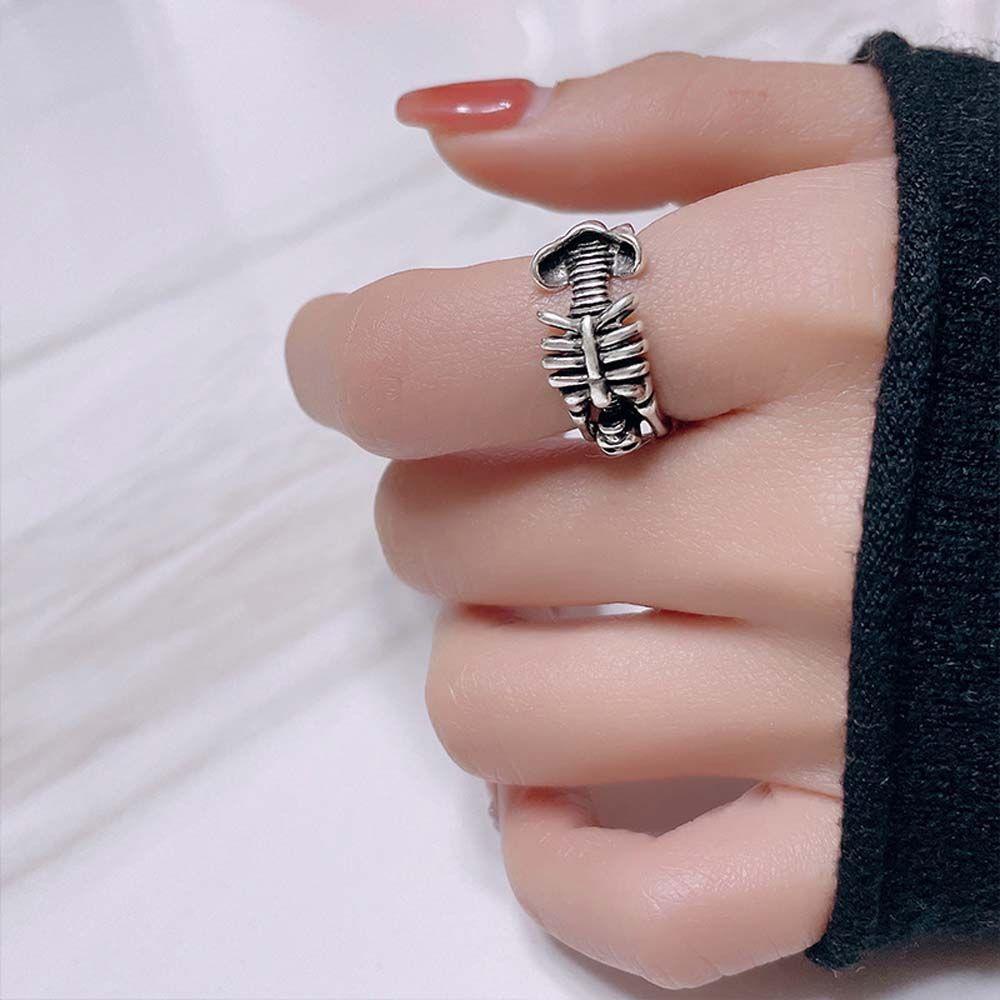 Mxbeauty Cincin Terbuka Tengkorak Retro Hip Hop Klasik Tembaga Untuk Pria Wanita Vintage Knuckle Ring