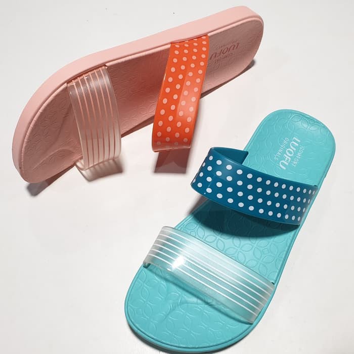 jelly sandal wanita slop ban 2 luofu karet import F2291A5-A13S