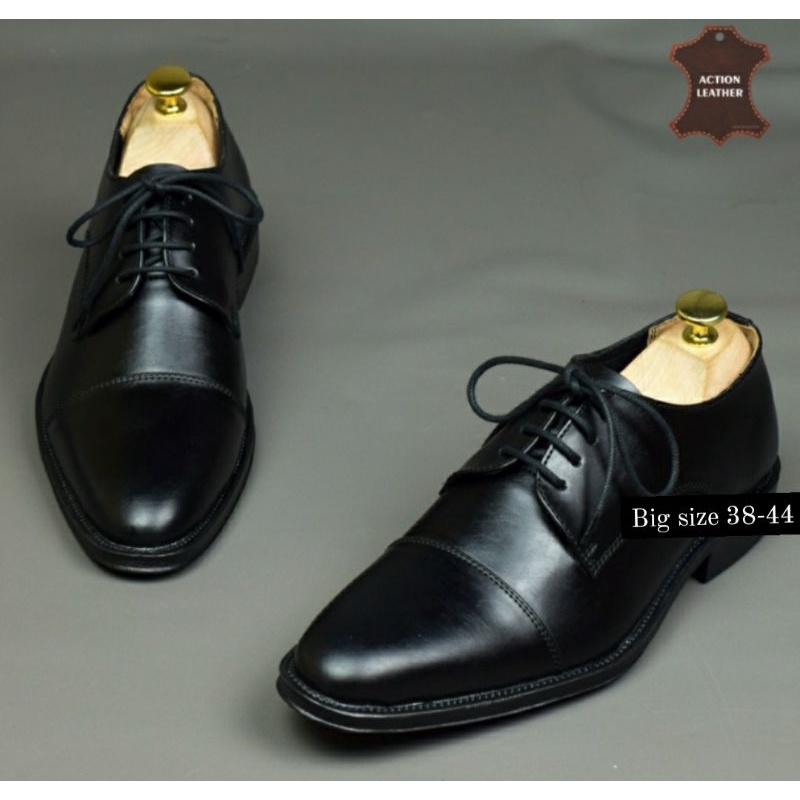 Sepatu Pantofel Over Size 44-45-46-47-48 Oxpord Tali Derbys Kulit Hitam Size JUMBO Kulit, 46