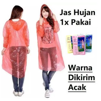 JAS HUJAN PLASTIK HUACAI Jas Hujan Sekali Pakai Rain Coat Tahan Basah Anti Air Raincoat Murah