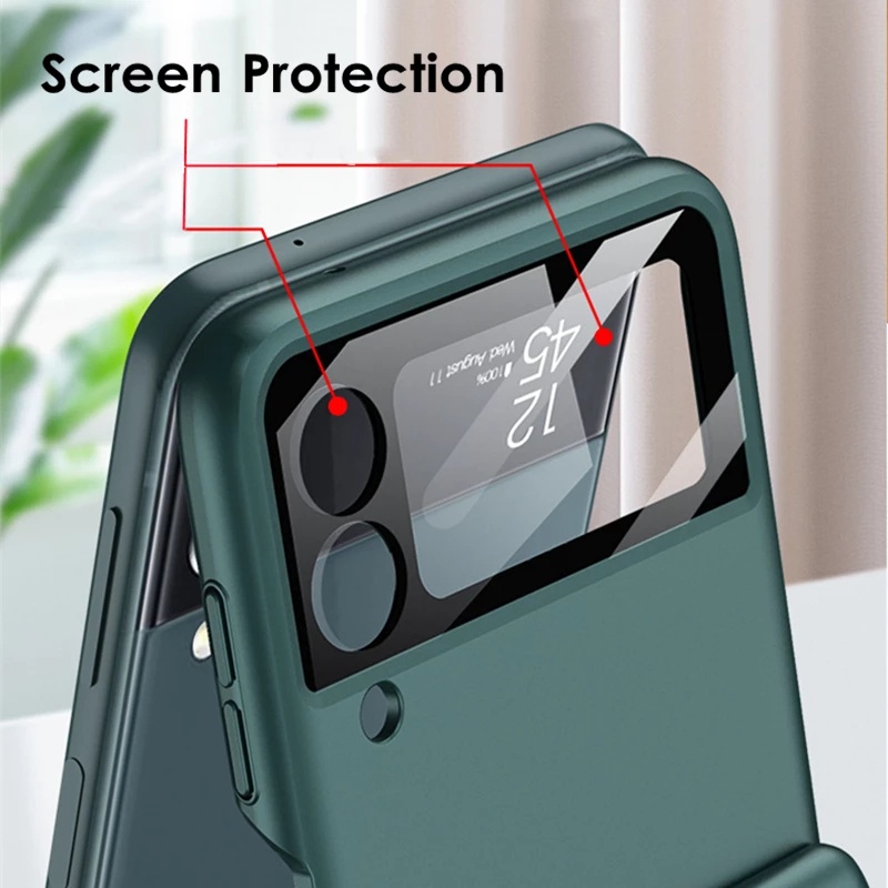 1pc Hard Case Pelindung Handphone Shockproof Dengan Ring Stand Magnetik Untuk Samsung Galaxy Z Flip 4