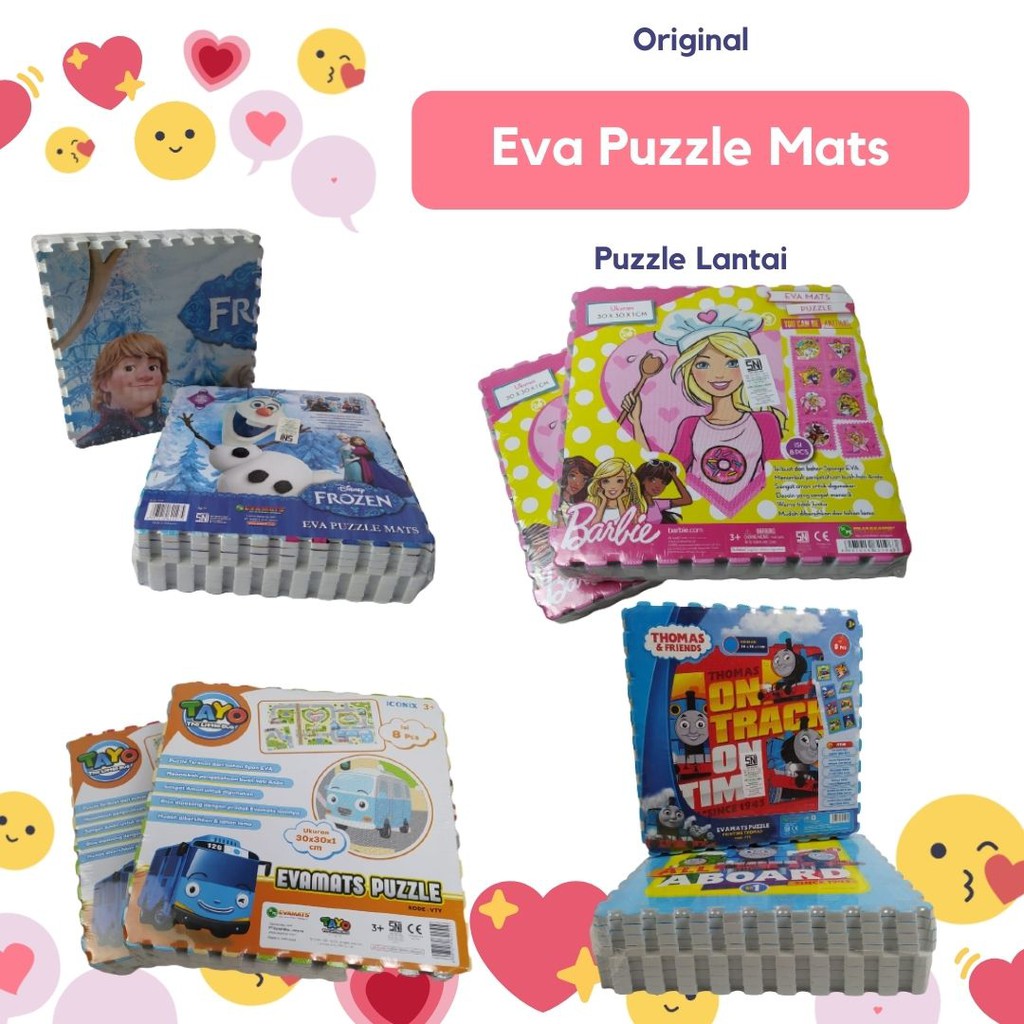 Puzzle Matras EVAMAT TAYO THOMAS BARBIE Ukuran 30x30 Alas Lantai Serbaguna Playmat Bayi Aksesoris