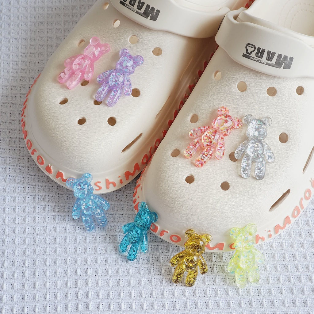 Aksesoris Crocs Wanita Charm Kristal Bentuk Beruang jibbitz crocs Untuk Sepatu