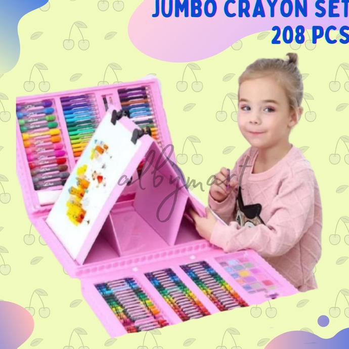 

(COD) Crayon Anak Set Isi 208 Pcs Pensil Warna Alat Lukis Set Crayon Set