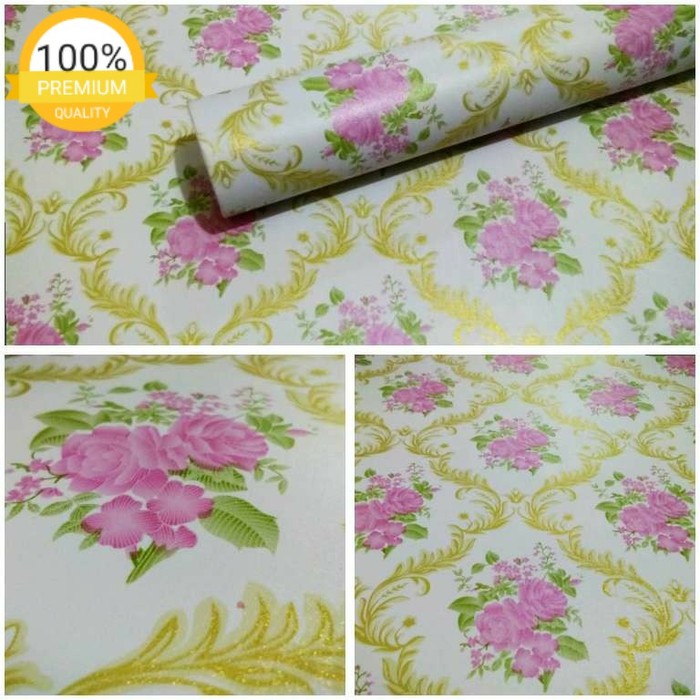 Wallpaper Dinding Motif Rose Ping Ukuran 10 Meter x 45 CM