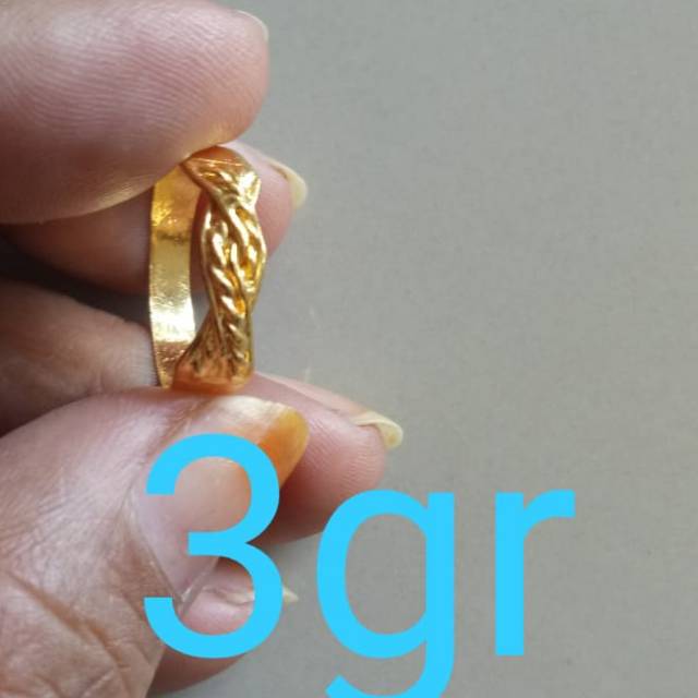 Cincin emas jalin jalin 24karat kadar 99.9% 3gram