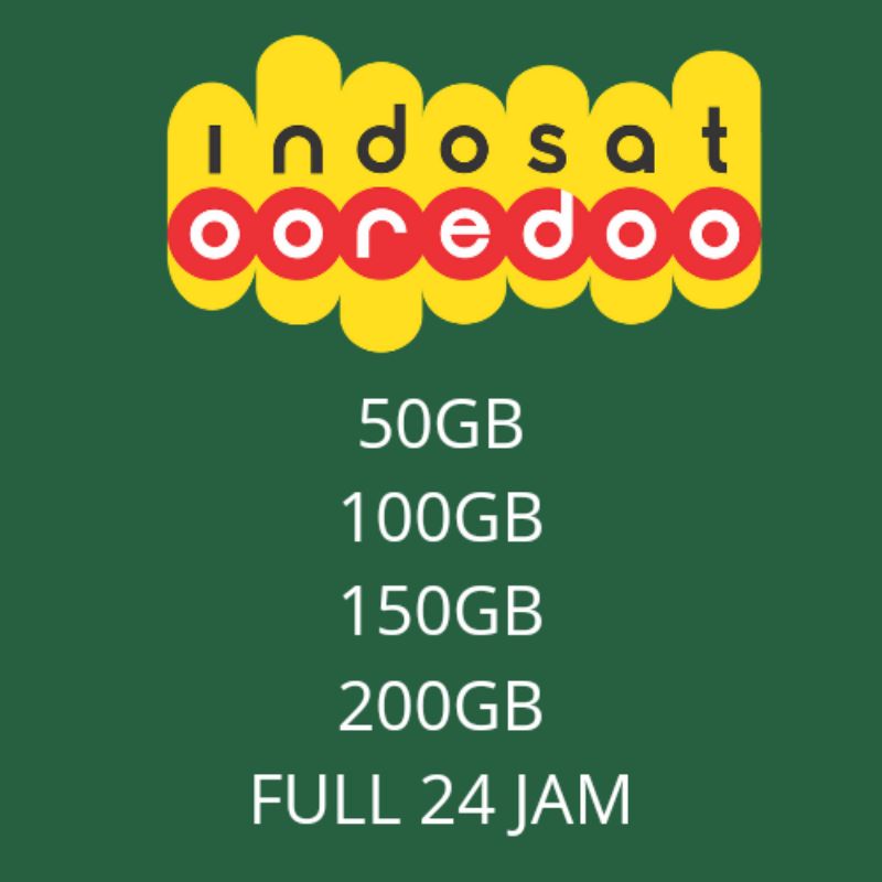 paket data Indosat 50 gb 150gb 100gb 200gb full 24 jam