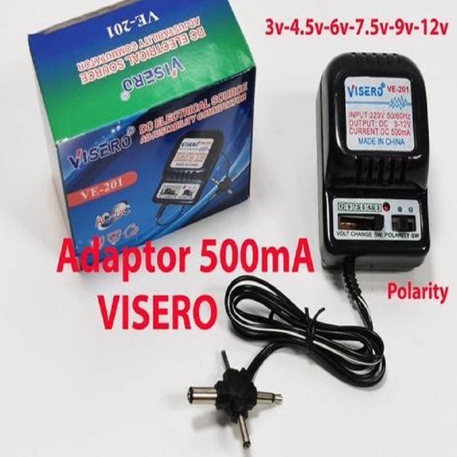 ADAPTOR VISERO 500MA 3V-4.5V-6V-7.5V-9V-12V MULTI