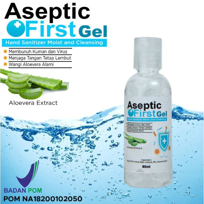 ASEPTIC FIRST HANDSANITIZER GEL 100ML LEMBUT DIKULIT SIAP PAKAI - ECER GROSIR