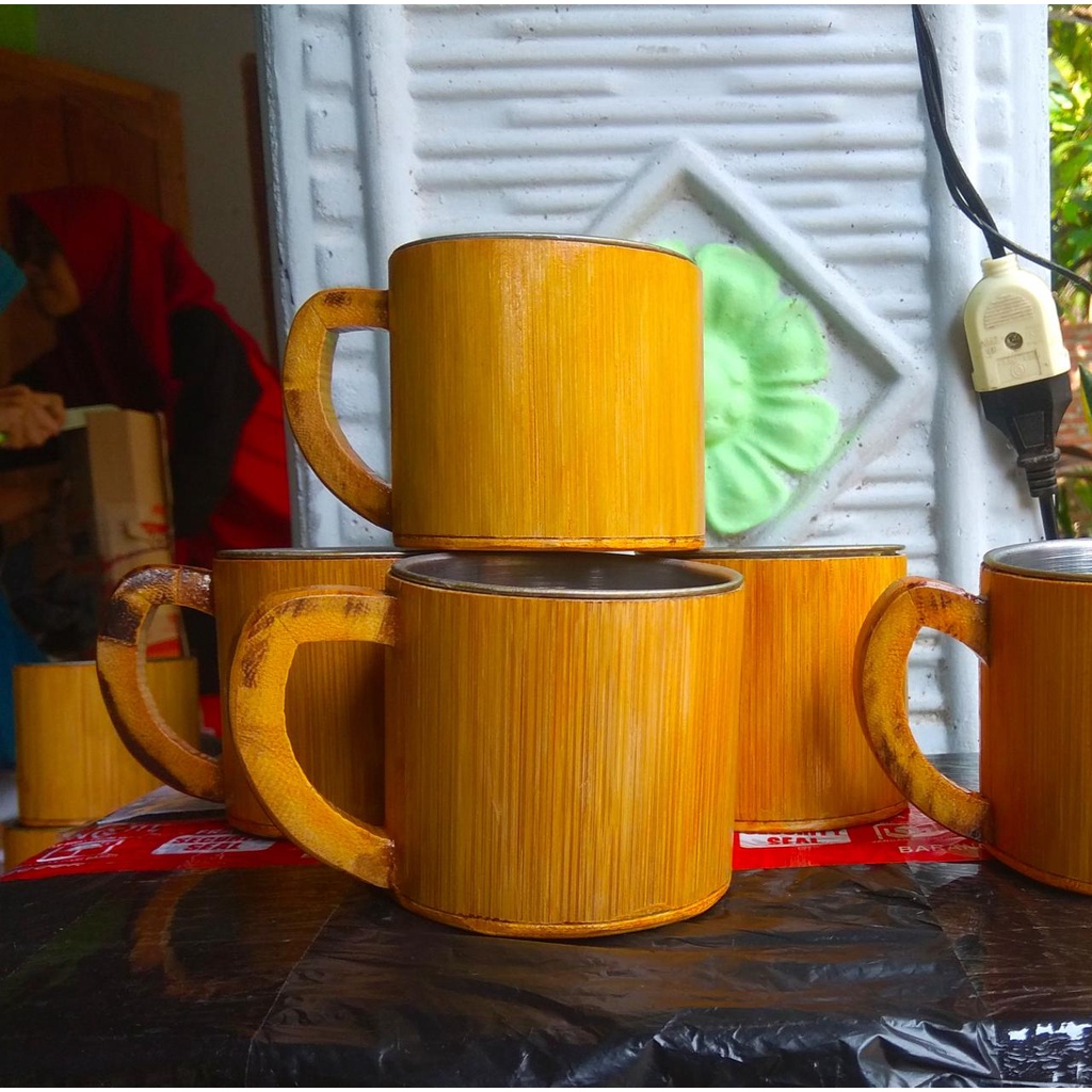 Cangkir  Mug Bambu Polos Bisa  Hadiah Hantaran Aksesories Suvenir Unik Murah-2