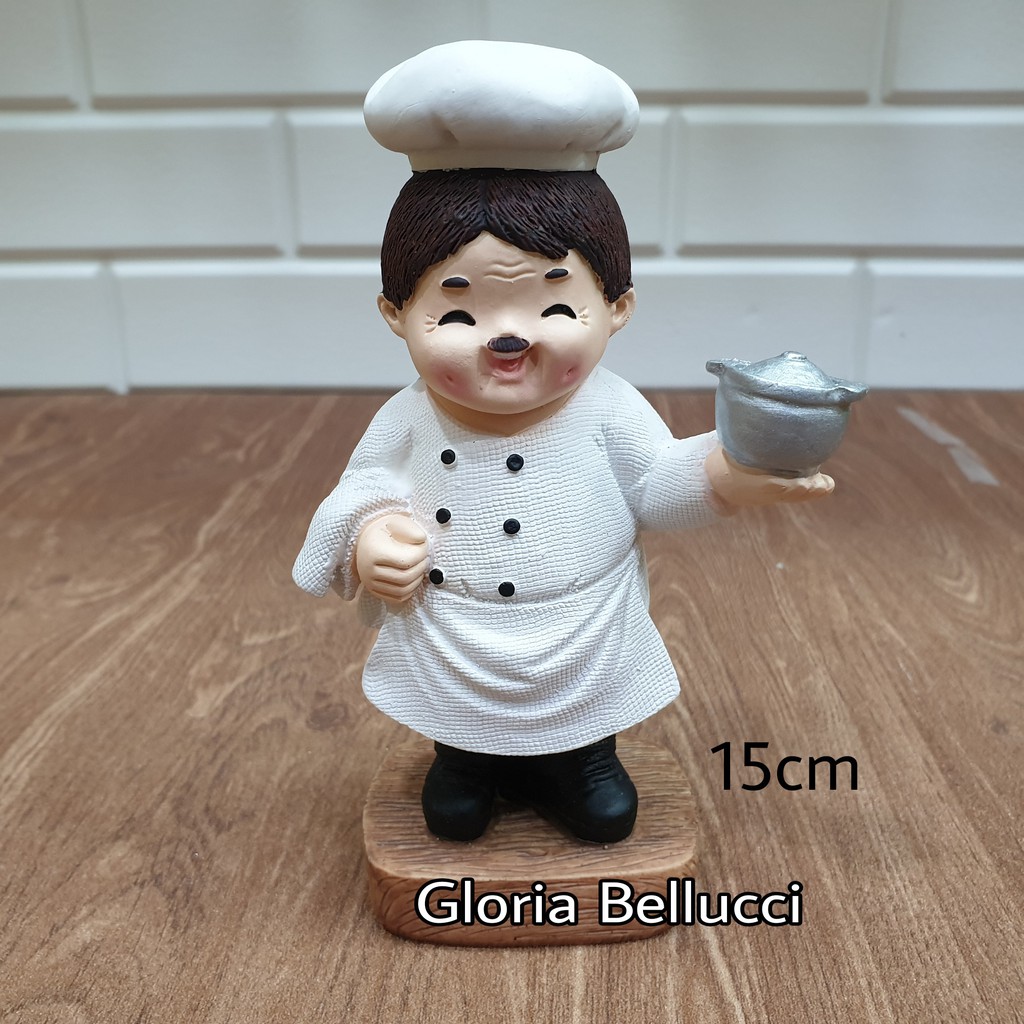 patung pajangan koki asia lucu panci chef cafe restoran hiasan interior rumah dapur