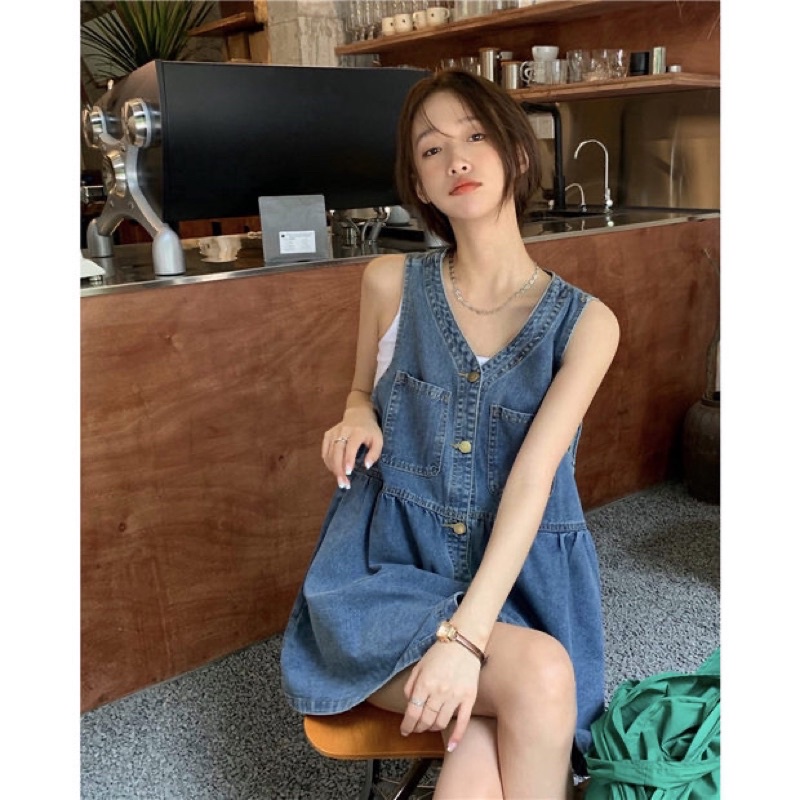 JEANS DRESS ROMPER GAUN IMPORT WANITA MX523