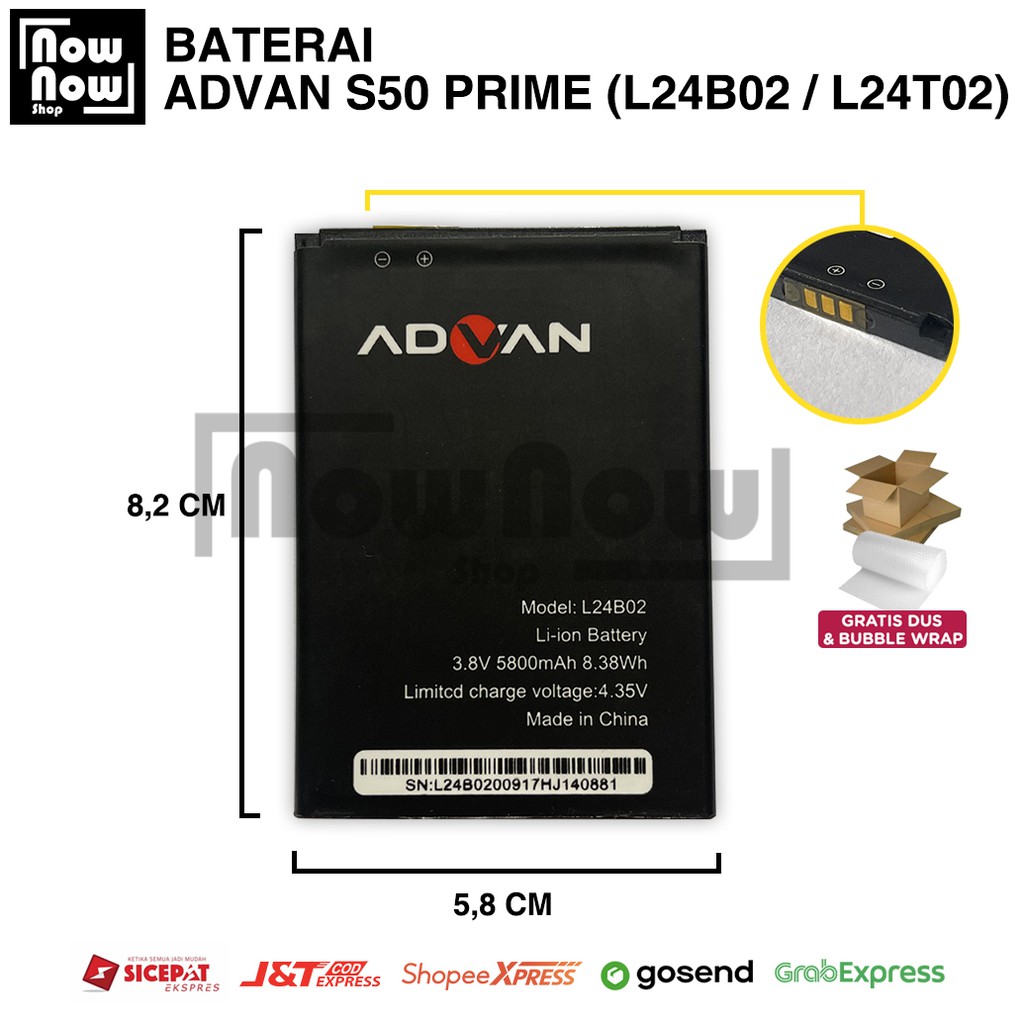 Baterai Advan S50 Prime L24B02 / L24U02 / L24T02 Original Double Power Batre Batrai Battery HP