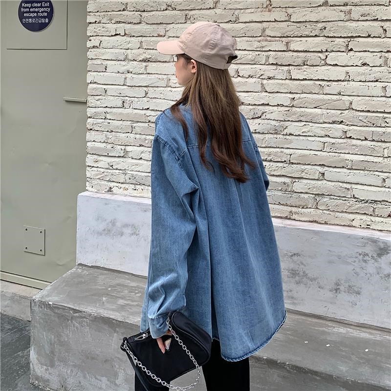 [COD]Kemeja denim Wanita blouse Korea style baru jaket atasan oversize