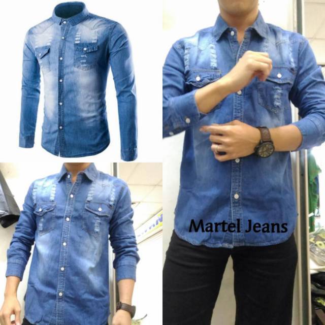 TOTOTAshop.kemeja Jeans MARTEL PP,Lengan panjang,bahan jeans premium.