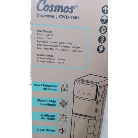 Dispenser 3 kran Cosmos 7601 (galon bawah)