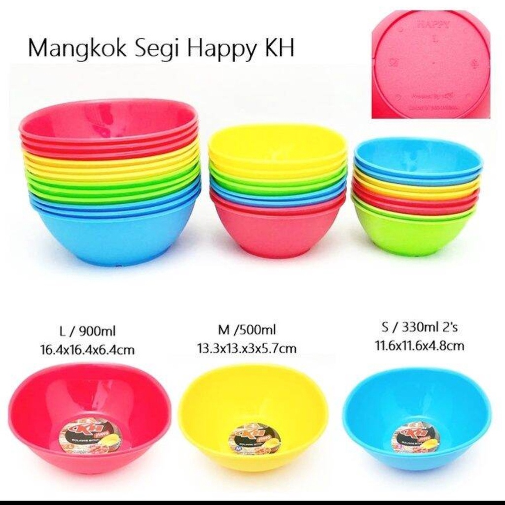 Mangkuk Plastik Warna - Warni Happy KH Ukuran S - Isi 12