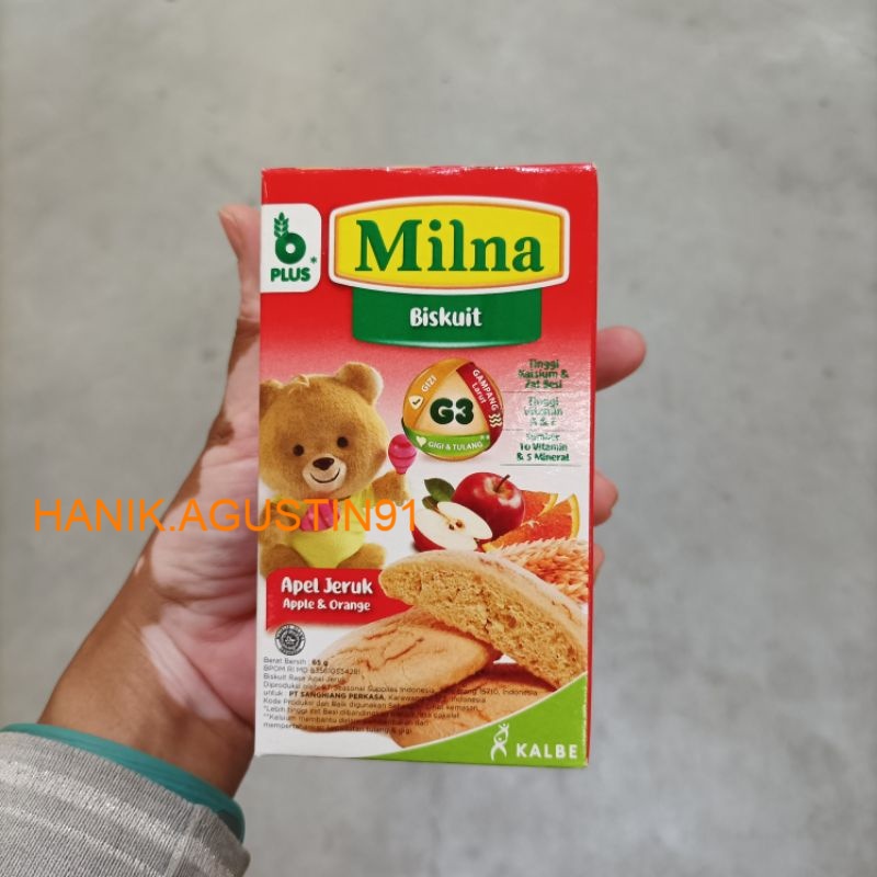 MILNA BISKUIT BAYI 6+ APEL JERUK 65 GRAM / BISKUIT MILNA / BISKUIT BAYI MILNA
