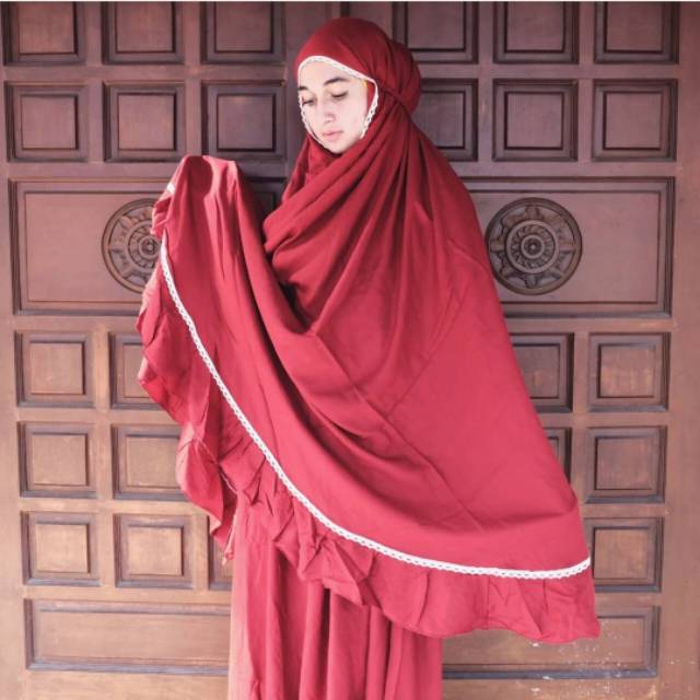 Preloved Mukena Rayon Yaseen Design Maroon