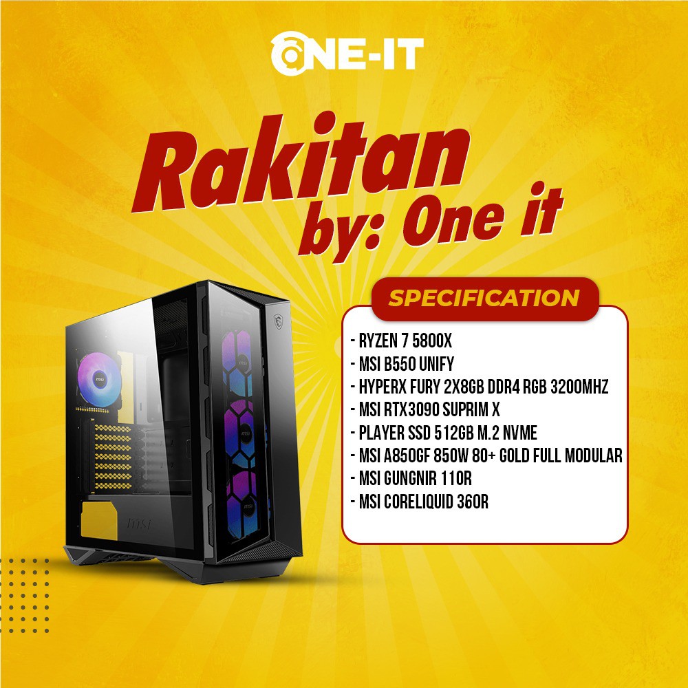 PC Rakitan Ryzen 7 5800x | Rtx3090 suprim X | RAM 16 GB | SSD 512 GB