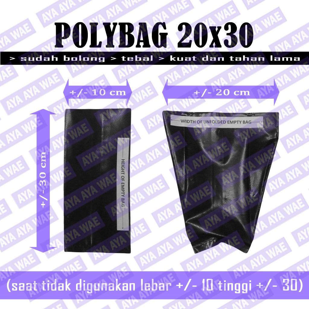 1pc Polybag L 20x30 Polybag Lipat / Polibag / Polibeg / Polibek / Kantong Tanaman 20 x 30