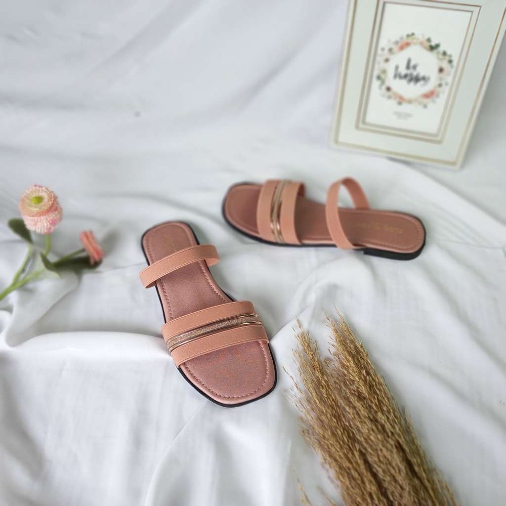 Super SALE !!! | Neomi sandals Tali Karet kombinasi Jelly Glitter Flat Sandal by aleamissu