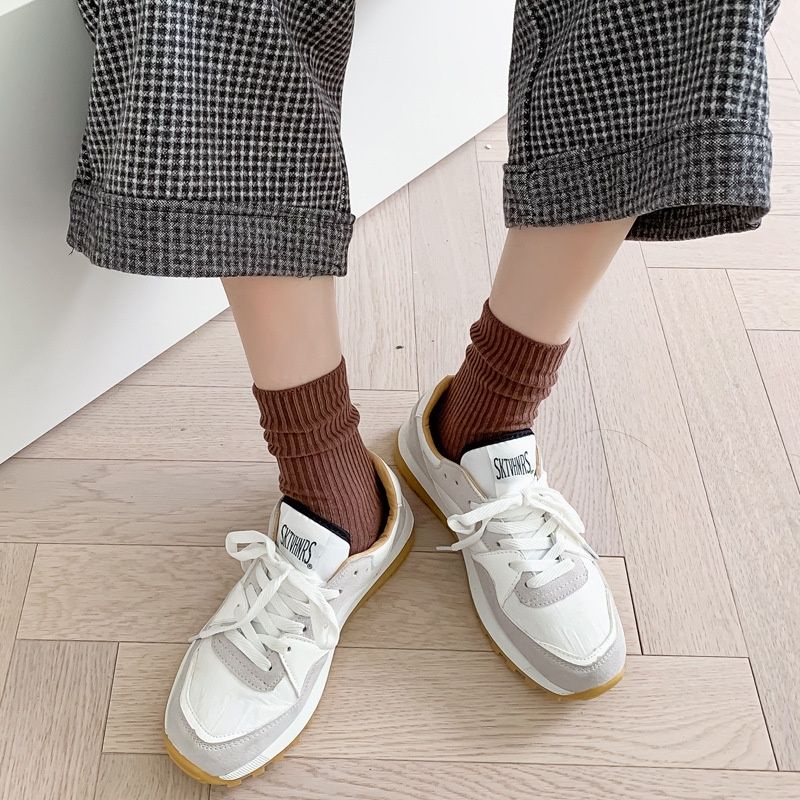 [COD] Kaos Kaki Panjang Wanita Diatas Mata Kaki Kaos Kaki Motif Garis Panjang Cute Warna Earth Tone Import