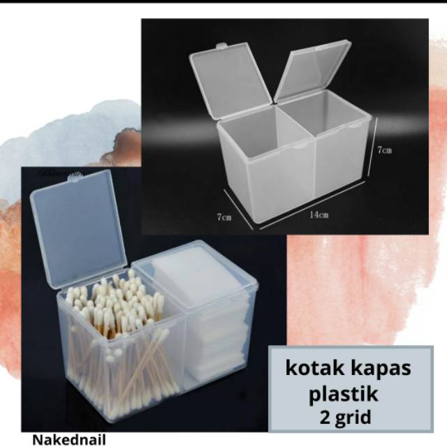 Kotak kapas plastik / tempat kapas  nail art 2 grid kotak nail art nailart manicure pedicure storage