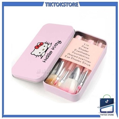 TIKTOK - D8000 Set Kuas Make Up Import / Make Up Tools / Kuas Make Up 7 in 1 Hello Kitty / Make Up Brush / Set Kuas Make Up