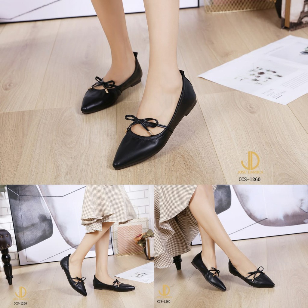 IMPORT JOSE DAROCA 202-BBX0123 Sepatu Flat Shoes Murah Wanita Cewek Batam Hitam Biru Coklat