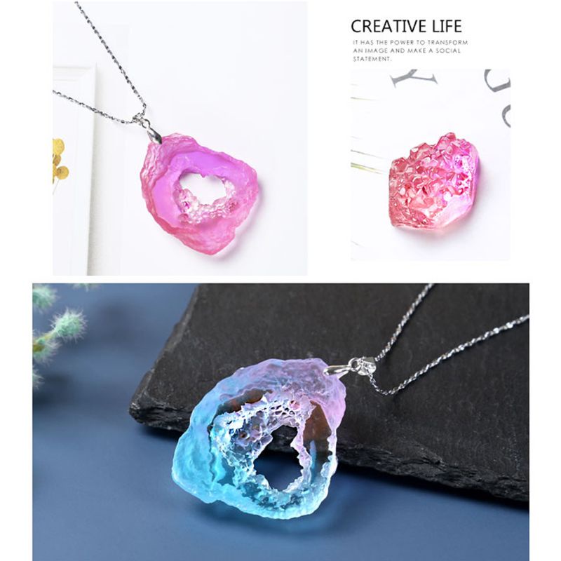 SIY  DIY Natural Stone Resin Mold Crystal Quartz Rock Cluster Geode Druzy Gem Pendant Silicone Mold Resin Jewelry Making Tool