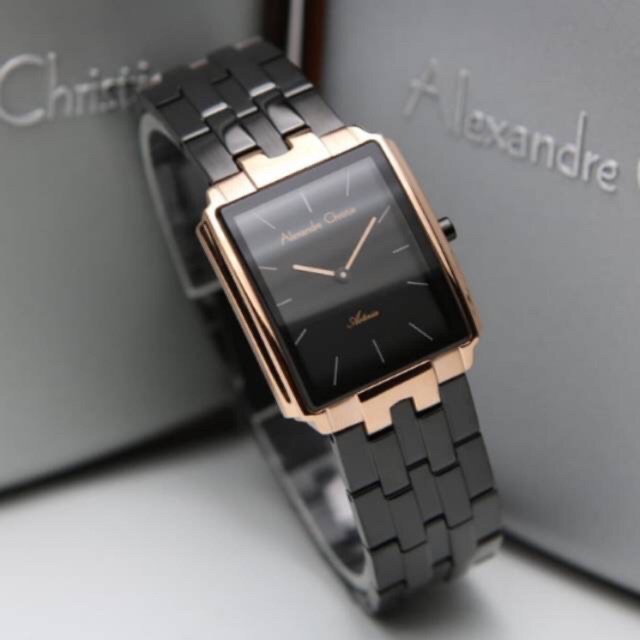 Jam tangan Cewek Alexandre Christie AC8624 Original Hitam Rosegold