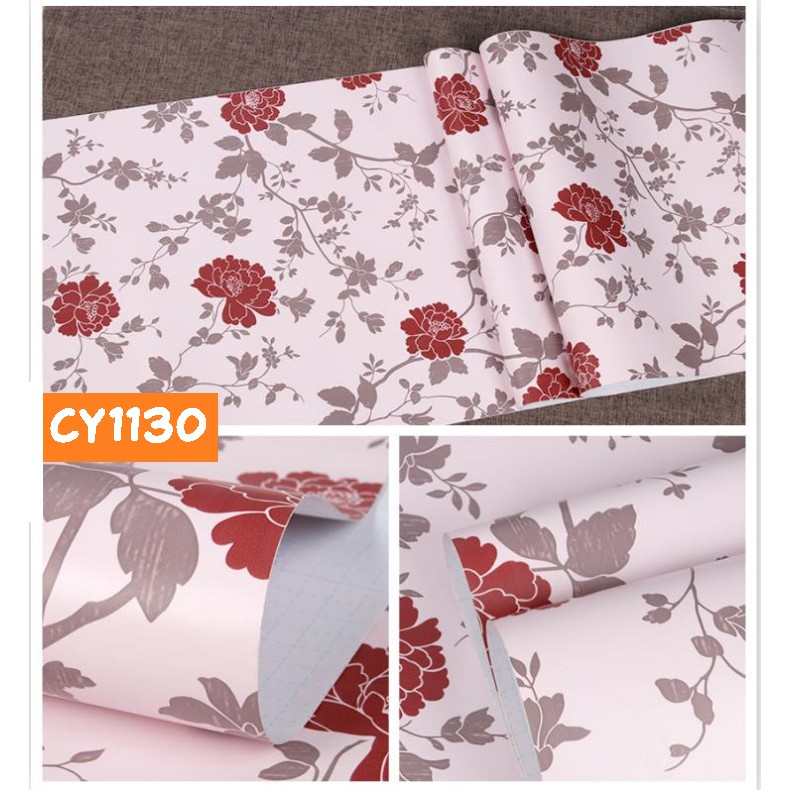 Wallpaper Dinding Wallpaper Stiker Ruang Tamu Wallpaper Motif Bunga 45Cm X 9Mzzt