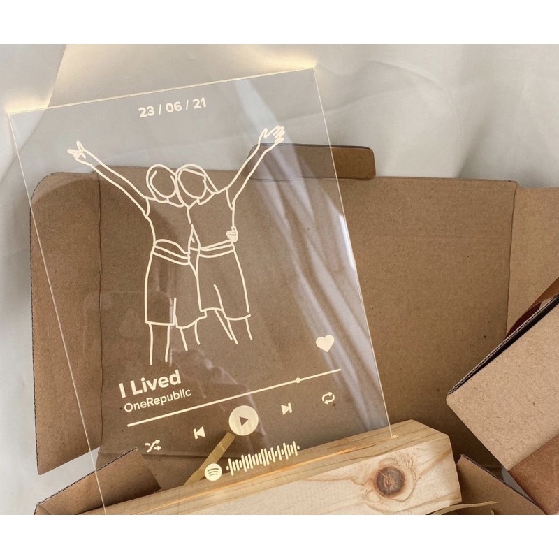 Acrylic Custom Spotify Led Gift Birthday Atau Wisuda Lamp Set