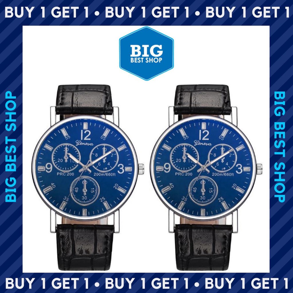 ✅COD [BBS] BUY 1 GET 1 BELI 1 GRATIS 1 Jam Tangan Pria Geneva Pria Kulit Crocodile Import